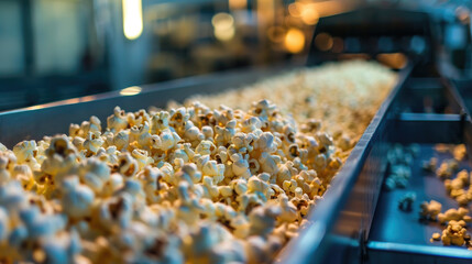 Production of popcorn at the factory.