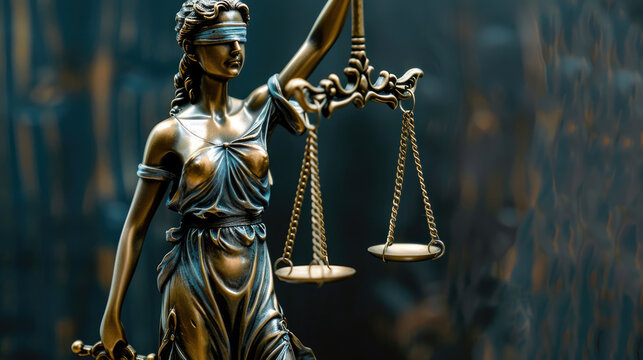 Bronze figurine of Themis. Justice concept