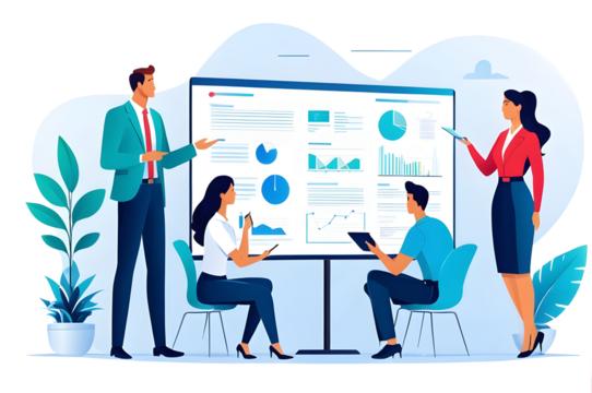 Dynamic business team brainstorming startup ideas with transparency. Skills, teamwork, and collaboration concept.