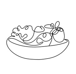 Abstract salad as line drawing on white