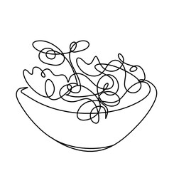 Abstract salad as line drawing on white