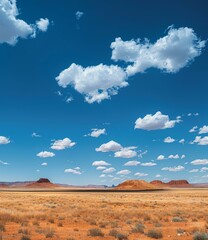 Fototapeta premium Beautiful desert landscape with blue sky and clouds