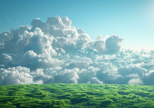 Green rolling hills with clouds in the background