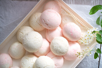 Bubble bath in the form of ice cream balls. Handmade natural cosmetics. Environmentally friendly, zero waste.
