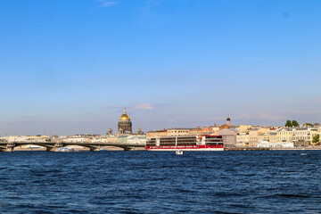 Sea holiday, St. Petersburg, embankment, sailing ships.