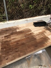 Varnishing of Birch Wood Board