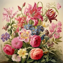 A beautiful painting of a bouquet of flowers