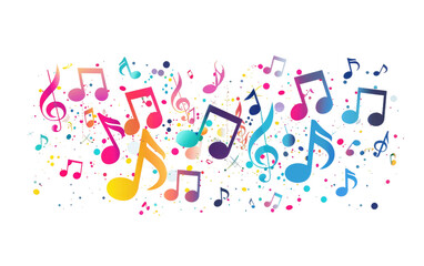 Music Festival Colorful icon with notes isolated on Transparent background.