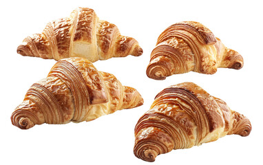 Assorted Croissants isolated on Transparent background.