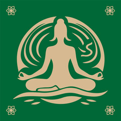Obraz premium Silhouette of a person in yoga meditating position