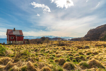 nature sceneries inside the area surroundings of Leknes, Lofoten Islands, Norway, during the spring...