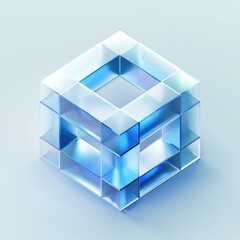 Blue translucent cube