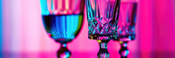 Festive glasses on a pink background
