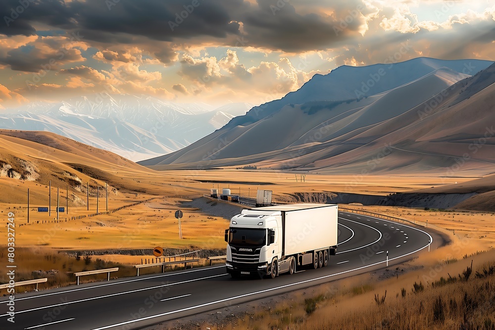 Wall mural Truck Traveling on Desert Road