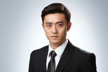 A young Asian man in a suit and tie