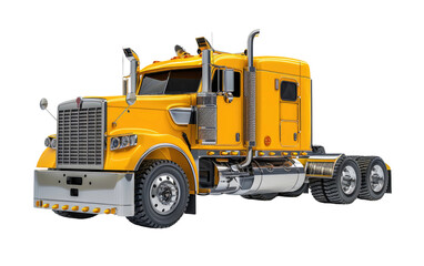 Modern Clean Truck Tractor in Yellow isolated on Transparent background.
