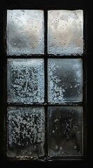 Black wooden framed window with six frosted glass panes