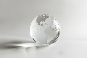 Transparent globe, continents visible