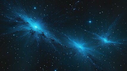 Abstract background view of galaxy full of stars and clouds with blue theme in a random and fictious design