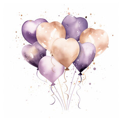Heart-shaped watercolor balloons illustration