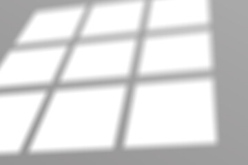 Realistic window shadow overlay effect on transparent background. Falling window shadow blur shadows on white wall. White and black to overlay on photo or layout.