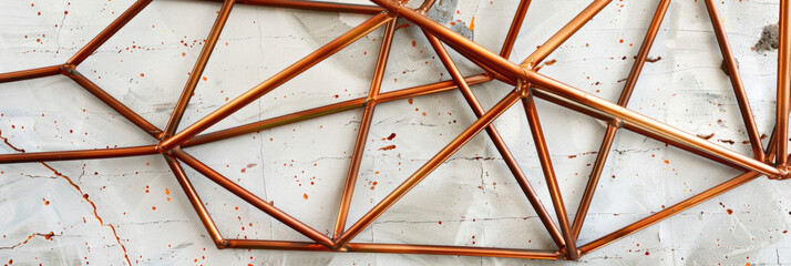 Monochrome abstract background with geometric metal shapes.