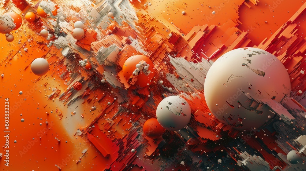 Poster abstract 3d rendering of a planet