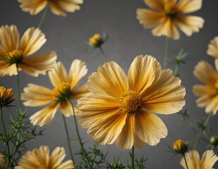 Obraz premium Beautiful yellow cosmos flower isolated on white background with clipping path. AI generated