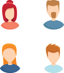 Fototapeta premium Avatar icons set cartoon vector. Different male and female profile. Anonymous, faceless character