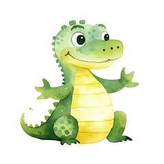 Naklejka premium AI-Generated Watercolor Alligator Clip Art Illustration. Isolated elements on a white background.