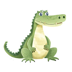 Fototapeta premium AI-Generated Watercolor Alligator Clip Art Illustration. Isolated elements on a white background.