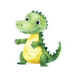 Fototapeta premium AI-Generated Watercolor Alligator Clip Art Illustration. Isolated elements on a white background.