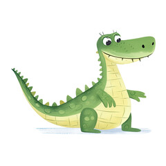 AI-Generated Watercolor Alligator Clip Art Illustration. Isolated elements on a white background.
