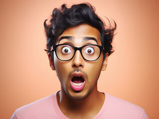 shocking face of young man