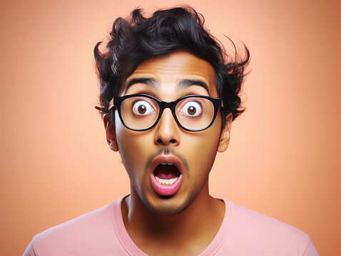 shocking face of young man