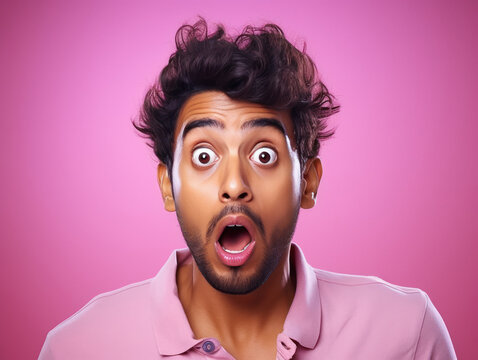 shocking face of young man