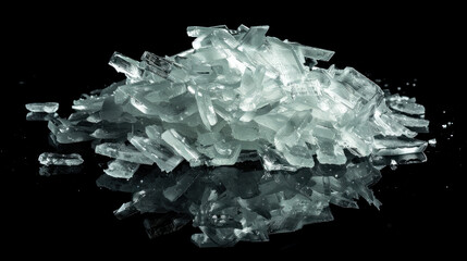 Crystal meth, pile of methamphetamine, isolated on black