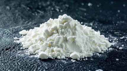 Pile of pure amphetamine, speed on black surface
