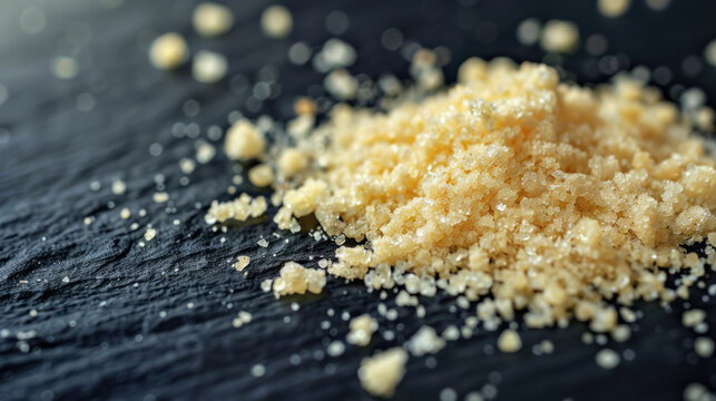 Off-white crystals of MDMA on black surface