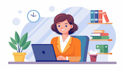 A Business woman using laptop working in office