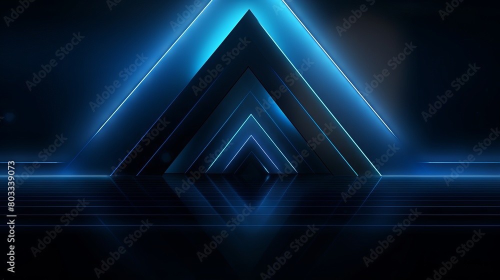 Poster dynamic business presentation background: dark blue abstract with 3d light arrow bar and triangular 