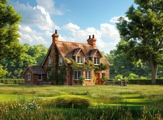 Fototapeta premium English countryside cottage in a rural setting