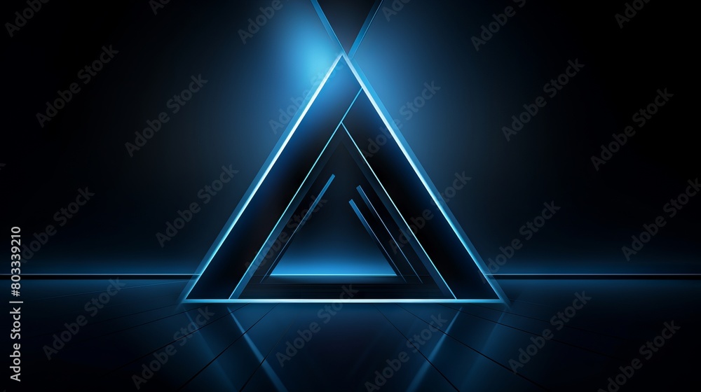 Poster dynamic business presentation background: dark blue abstract with 3d light arrow bar and triangular 