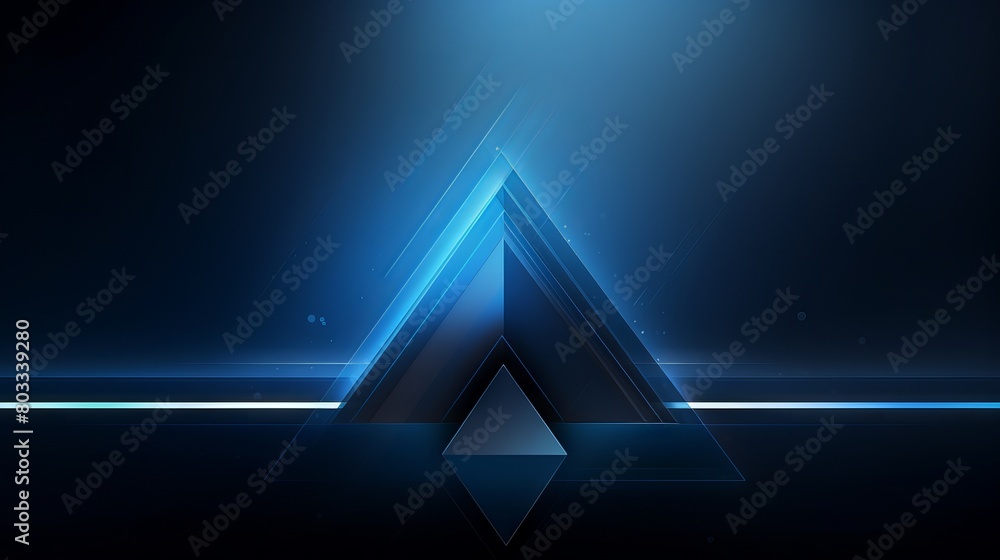 Poster dynamic business presentation background: dark blue abstract with 3d light arrow bar and triangular 