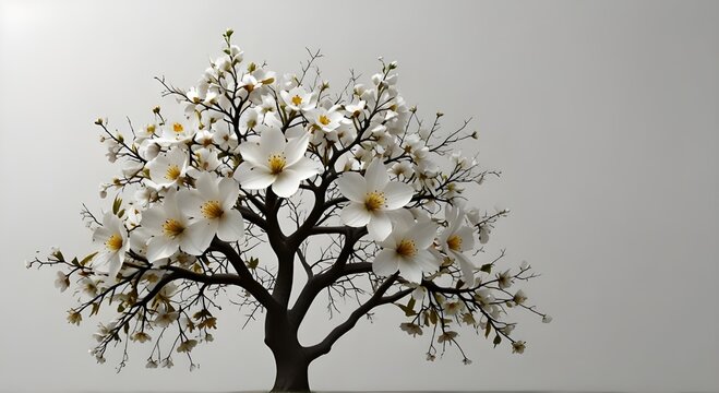 tree flower white white back ground AI generated