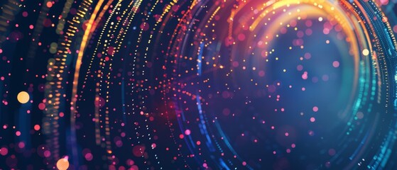 Obraz premium Abstract background with digital technology and data, big limbs style, holographic gradient color, sparkles Generative AI