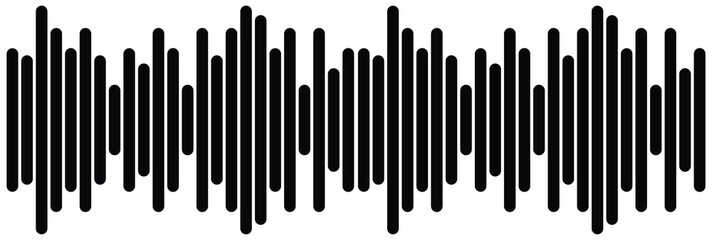 Radio Wave icon. Monochrome simple sound wave on whitet background. Vector sound wave icon. Music player sound bar. Record interface. Equalizer icon with soundwave line. vector illustration. Eps 10