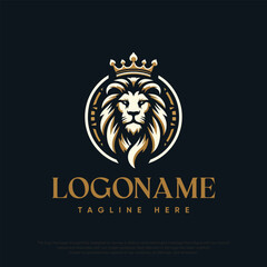 Lion with crown logo template

