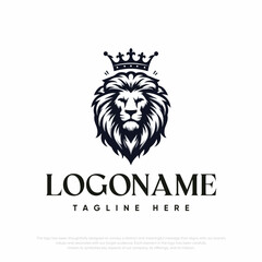  Lion with crown logo template
