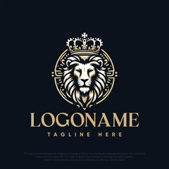  Lion with crown logo template
